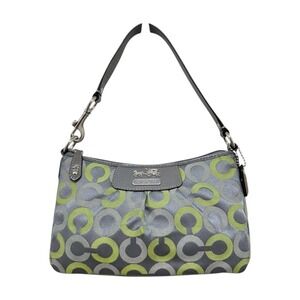 Coach Madison Demi Pouch‎ Op Art Graphite Grey Lime Green Leather 42907